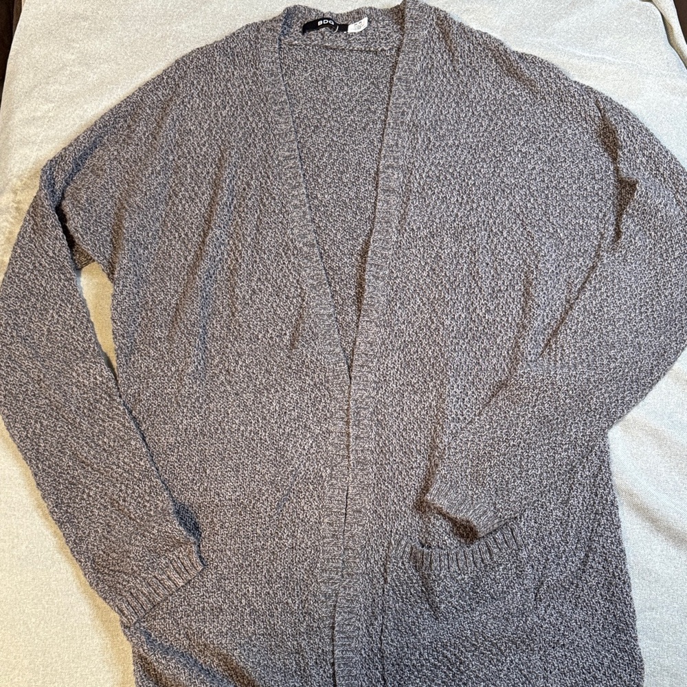 BDG Womens Heather Gray Open-Front Knit Cardigan